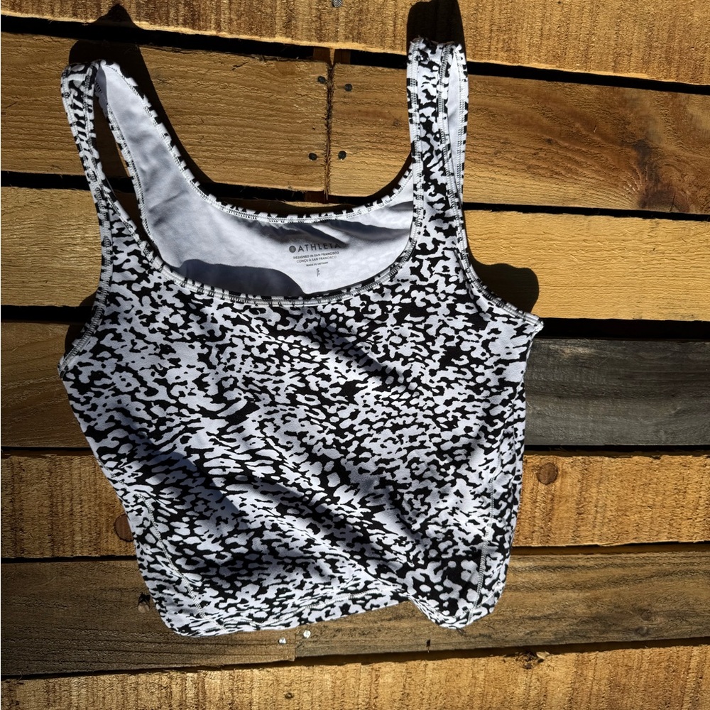 Athleta Black and White Patterned Tank Top